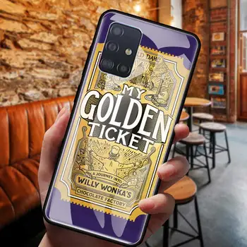 Grūdintas Stiklas Telefono dėklas Samsung Galaxy A91 A71 A51 A41A31 A21s M51 M31 M21 Dangtelį Coque Wonka Bilietų Auksinis Šokoladas