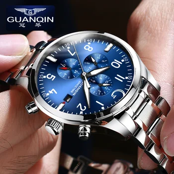 Guanqin Vyrų Automatinis laikrodis atsparus Vandeniui Šviesos Verslo Mechaninis Laikrodis Mados Vyrų Laikrodis, Laikrodžiai Savaitę Data reloj hombre