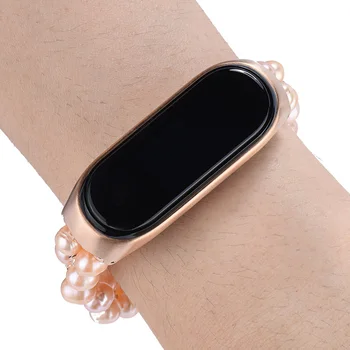 Gėlavandenių Perlų Papuošalų dirželis xiaomi mi juosta 5 4 Apyrankę NFC smart Watch Priedai spalvinga apyrankė pakeitimo Riešo