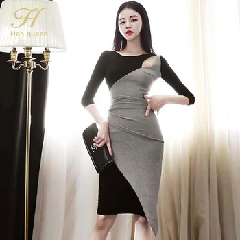 H Han Karalienė Elegantiškas Apvalkalas Okupacijos Office Suknelė 2020 M. Rudenį Paprastas Plonas Moterų Suknelės Elegantiškas korėjiečių Šalis Pieštuku Vestidos