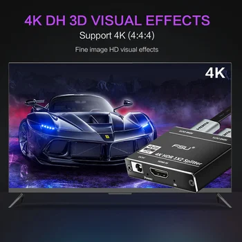 HDMI Splitter 4K HDMI Switcher Bi-Kryptimi, 1x2 Adapteris, garso extr aktorius Video Converter Selektorių Multimedijos už PS4 Xbox HDTV