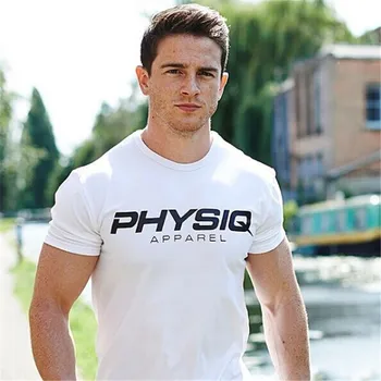 HETUAF Populiarus logotipą, raumenų fitneso broliai visi-medvilnės trumpomis rankovėmis T-shirt kvėpuojantis vyriški laisvalaikio fitneso drabužius