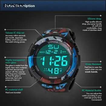 HONHX Relogio Masculino 2018 Prabangūs vyriški Laikrodžiai Skaitmeniniai Karinės Armijos Laikrodis Vyrams, Sporto LED Vandeniui Riešo Žiūrėti 50