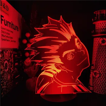 Haikyuu Bokuto LED Anime Lempos Animacinių filmų 3D Iliuzija pagrindiniai kištukiniai naktinių lempų lizdai 7 Spalva Keičiasi Stalo Lempa Namų Dekoro vaikams Gimtadienio Lašas Dovana