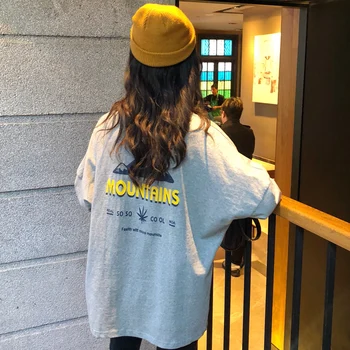 Harajuku Vintage marškinėliai Femme 2020 M. Rudenį Moterų Tshirts korėjos Stiliaus Ulzzang Hip-Hop Long Sleeve T-shirts Moterų Atsitiktinis Viršūnės