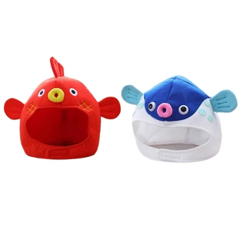 Helovinas Juokingas Animacinių Filmų Šuo-Žuvis Pliušinis Skrybėlę Įdaryti Žaislas Japonijos Globefish Galvos Apdangalai Bžūp Cosplay Šalies Photo Rekvizitai