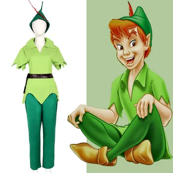 Helovinas mens Peter Pan kostiumų Suaugusiems Peter Pan vaidmuo žaisti žalia kostiumai su bžūp bet kokio dydžio