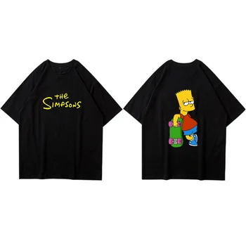 Hip-Hop Negabaritinių Marškinėliai Vyrams 2020 Streetwear Harajuku Spalva simpson Marškinėlius trumpomis Rankovėmis Medvilnės Prarasti HipHop T-Shirt