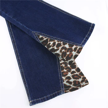 IAMSURE Leopard Kratinys Streetwear Y2k Mados Džinsus, Kelnės Moterims, Atsitiktinis Aukštos Juosmens, Tiesios Kelnės Moteriška Demin Kelnės