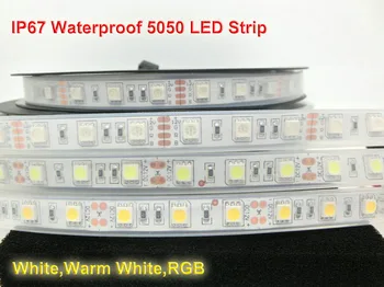 IP67 atsparus Vandeniui 5050 LED Juosta 12V 60LED/M Balta Šiltai Balta RGB Naudoti Povandeninio Plaukimo Baseino Žuvų Bakas Vonios kambarys Lauke