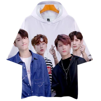 Idol Kpop ATEEZ Marškinėliai 3D Atspausdintas Streetwear Vasaros trumpomis Rankovėmis Hoodies T-shirt Mados Hip-Hop Ulzzang Moterų Harajuku Marškinėlius