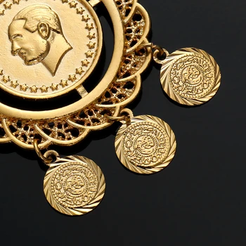 Ilgai Monetos Karoliai Moterų Islamo Musulmonų Arabų Monetos, Papuošalai,Aukso Spalvos Egyption Artimųjų Rytų Turkijos Lira