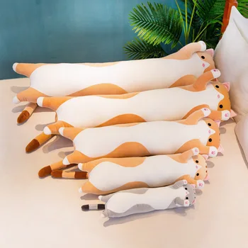 Ilgas Katės Pliušiniai Žaislai Gyvūnams Fat Cat Lėlės Stiliaus Minkšta Pagalvė Lovoje Miega Įdaryti Vaikų Žaislai Mergina Gimtadienio, Kalėdų Dovana
