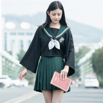 Ilgomis Rankovėmis Japonijos Pavasarį, Rudenį JK Vienodi Mokyklos Colleage Mergina Studentų Vienodas Magic Academy Slytherin Sailor Kostiumas