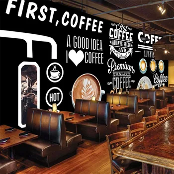 Individualizuotos Fono paveikslėlį Europos Stiliaus Lentos 3D Ranka-dažytos Kavos Parduotuvė Restoranas Fono Sienos Popieriaus Vintage Photo Sienos Freskos