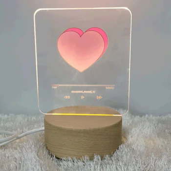 Ins Širdies Player 3D Naktį Šviesos Romantiška Kūrybos Miegamasis USB Lentelė Šviesos Valentino Dienos Dovana Medinių Akrilo Šviesos Stalo Lempos