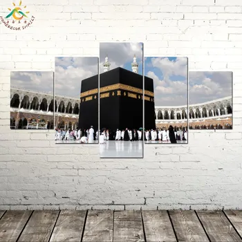 Islamo Didžioji Mečetė Mekoje Sienos Menas Drobė Plakatų ir grafikos Paveikslai Tapyba Sienos Nuotraukas, 5 Gabalo Drobės Meno Namų Dekoro