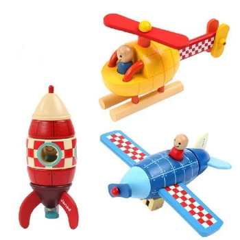 Išardymas modelio orlaivių, raketų sraigtasparnis vaikų medinės magnetinės dėlionės rankas-žaislų