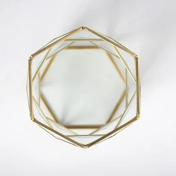 Išskirtinį Geometrinis Aukso Stiklo talpinimo ewelry Kosmetikos Makiažas Šepetys Pen Saugojimo Organizatorius 