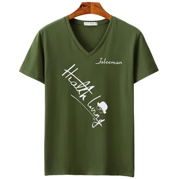 JALEEMAN NAUJAS 2018 Prekės ženklo Drabužių Tee Viršūnes 5XL V Kaklo Vyrams T Shirt Mens Mados trumpomis Rankovėmis Marškinėlius Sporto Atsitiktinis Vyrų T-shirt