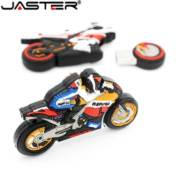JASTER Animacinių filmų motociklo usb flash drive 64GB 32GB 16 GB 4 GB realias galimybes memory stick motociklą pen ratai miela dovana pendrive