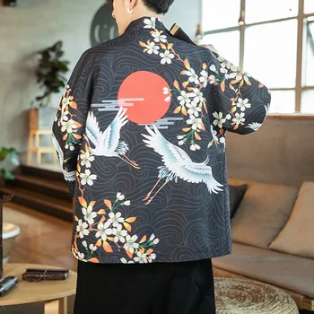 Japonų kimono megztinis vyrams yukata Japonijos drabužius striukė Haori vyrų samurajus kostiumas Japonijos vyrų kimono tradicinių FF001