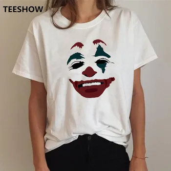 Joker Joaquin Phoenix Marškinėliai Moterims Šypsena, Print T-shirt Juokingas Animacinių filmų Trumpi marškinėliai Mados Viršų Tee Moteris