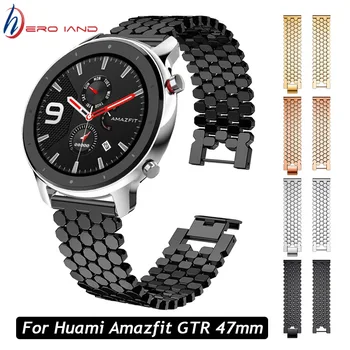 Juostos Huami AMAZFIT VTR 47mm Watchband Dirželis 22MM Nerūdijančio Plieno Lydinio Apyrankės už Huawei Žiūrėti GT 2 46mm GT 2e Apyrankė