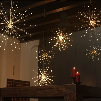 Kalėdų LED Saulės fejerverkų Šviesos, Naujųjų Metų girliandas Žvaigždė sprogo Pasakų Žibintai, baterija Styginių lauko dekoro saulės šviesos fėja
