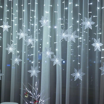 Kalėdų Snaigės LED Užuolaidų Lauko Vandeniui String Žibintai 8 Režimai Mirksi Žiburiai Kalėdų Keičiamas Banga Pasakų Šviesos