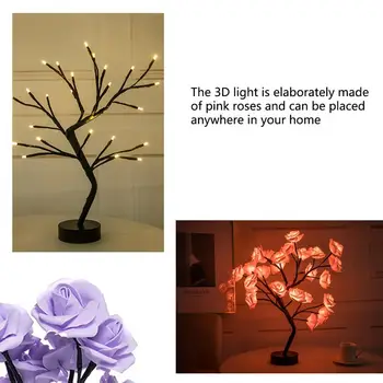 Karšto LED Lentelė Šviesos Lempos Išaugo Gėlė, Medis, USB Naktį Žibintai Namų Puošybai Šalys Kalėdos, Kalėdos, Vestuvės Miegamojo Puošimas