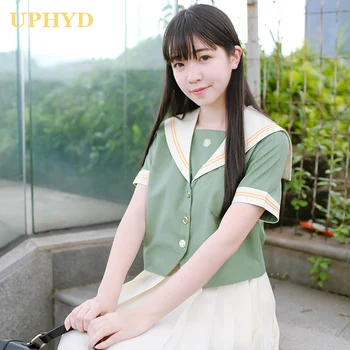 Karšto Naujas Mados 2021 Žalia Vidurio Aukštosios Mokyklos Mergina Vienodai Mielas Preppy Stiliaus Japonų Merginos Sailor Uniformos