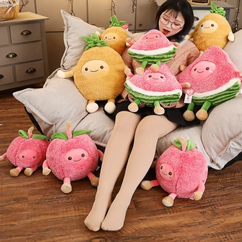 Kawaii Fuzzy Arbūzas, Vyšnių, Ananasų Vaisių Minkštas Pliušinis Mielas Įdaryti Žaislai Lėlės Pagalvė kūdikiui vaikai vaikus mergina dovanos