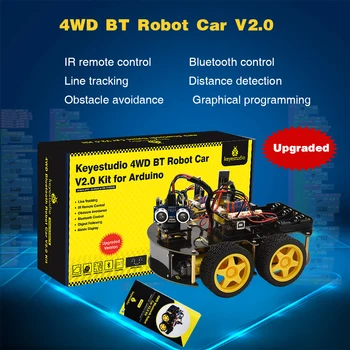Keyestudio 4WD Multi BT Robotas Automobilinis Atnaujintas V2.0 W/LED Ekranas, dėl minėto sprendimo Arduino Robotas Kamieninių EDU /Programavimo Robotas Automobilių/ 