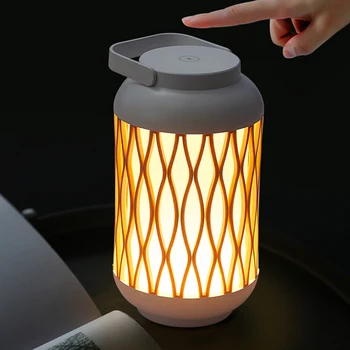Kinijos Retro Nešiojamų Medienos Grūdų 3w Žvakė Žibinto Lempa, LED Naktį Miegamųjų Namo Apšvietimas Įkrovimo Pritemdomi su USB mokestis