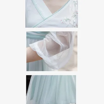 Kinų Tradicinio Siuvinėjimo Moterų Kasdien ilgai tinklelio suknelė Senovės Han Dinastijos Princesė Drabužių Nacionalinės Hanfu Pasakų Kostiumas