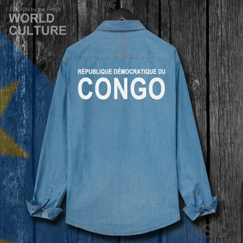 Kongo DR COD KDR DROC Kongo demokratinė respublika-Kinsha Kongo Vyrų Drabužių Rudens Striukė Turn-žemyn, Džinsus, Marškinius ilgomis Rankovėmis Kaubojus Kailis Vėliavos Top 20