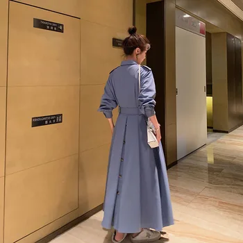 Korėjos stiliaus plisuotos swing suknelė tranšėjos paltai moterims 2020 naujas minkštas kokybės moterų slim viršutinių drabužių siuvimas, paltų su diržu