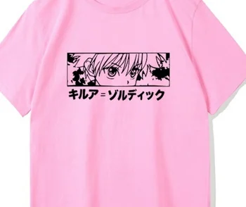 Kuakuayu HJN Hunter X Hunter Killua Akis T-shirt Moterų Japonų Anime Derlius Viršų Įdomus Animaciją Spausdinti Laisvi O-kaklo marškinėliai
