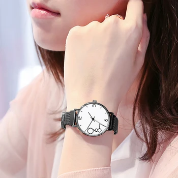Kvarco Moterų Laikrodžiai Žavesio Gražus Ultra-plonas Akies Dirželiu Laikrodis Didelio šrifto Rinkimo Numerį Paprastas Laikrodis Relogio Feminino