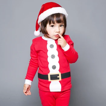 Kūdikių Berniukų, Mergaičių Santa Claus Komplektus Kalėdų Cosplay Kostiumų Atsitiktinis Medvilnės Ilgomis Rankovėmis, Vaikams, Drabužiai, Kostiumai Vaikams Pižama Rinkiniai