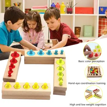 Kūdikių Mediniai Lizdas Cilindrų Nustatyti Montessori Ankstyvo Mokymosi Žaislai, Rinkiniai Bamblys Švietimo Priemonės