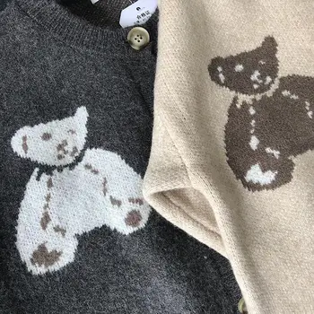 Kūdikių berniukų ir mergaičių Cardigan megztinis 2-11years rudens ir žiemos Animacinių filmų žakardo koalos mezgimo outwear unisex drabužiai