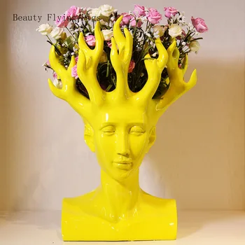 Kūrybinis Žmogaus Galvos Gėlių Vaza Filmą Paveikslas Namų Dekoro Meno Dizaineris Gėlių kompozicijų Stalo Vaza Vaza Kalėdų dovana