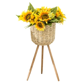 Kūrybos sielovados grindų šiaudų krepšelį gėlių lentynoje, gėlių vazonas kambarį saugojimo krepšys gėlių kompozicijų (be augalų)ZP7171124