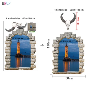 Kūrybos Švyturio 3D Lange Sienų Lipdukai Meno Jūros Kraštovaizdžio Namų Dekoro PVC Vinilo Kambarį Apdailos Europoje Tapetai Nuimamas