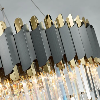 LED Art Deco Juoda Aukso Nerūdijančio Plieno Kristalų Liustra Kabo Lempa Apšvietimo Blizgesio Liustra Apšvietimo Šviestuvas Už Fojė