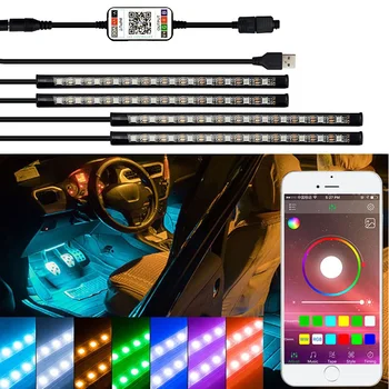 LED Juosta RGB Nuotolinio Valdymo Automobilio Dekoratyvinis Atmosfera Šviesą Hyundai Tucson 2017 Creta Kona IX35 Solaris Akcentas I30 