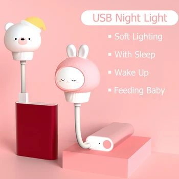 LED Mielas Vaikai Naktį Šviesos USB Apdailos Naktį Lempos Nuotolinio Valdymo Lokys/Cat Dekoras Apšvietimas Vaikas Miegamojo Animacinių filmų Naktiniai staleliai, Lempa