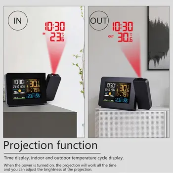 LED Signalo Projekcija Laikrodis Termometras su Drėgmėmačiu Belaidė Oro Stotis Skaitmeninis Žiūrėti Atidėti Rašomojo Stalo Projektas, Radijo Laikrodis